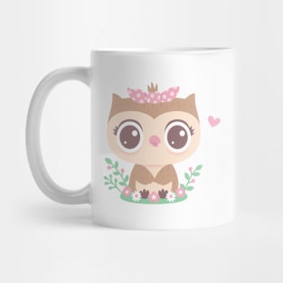 Cute Baby Owl With Pink Bow Mug